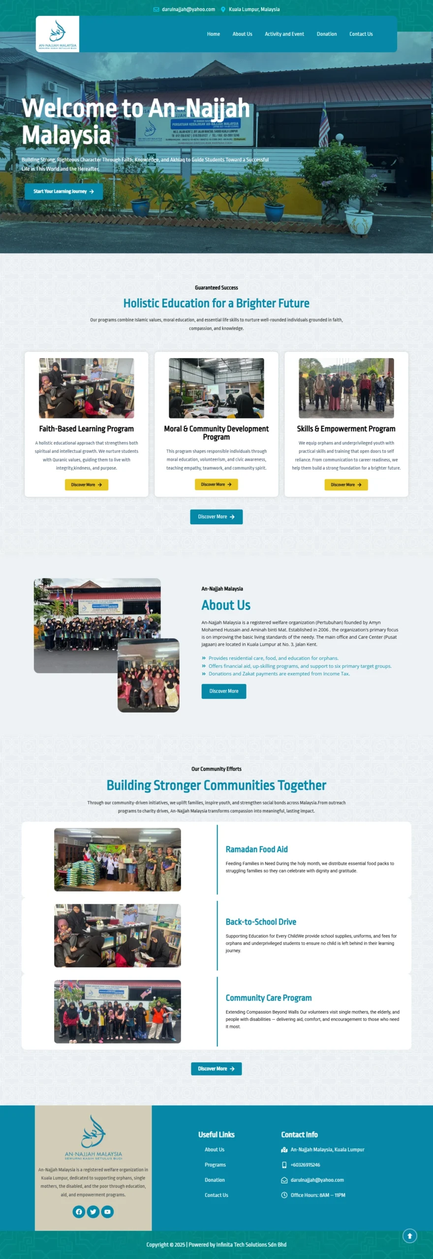 AN Najjah Madrasha Malaysia institutional website full page preview