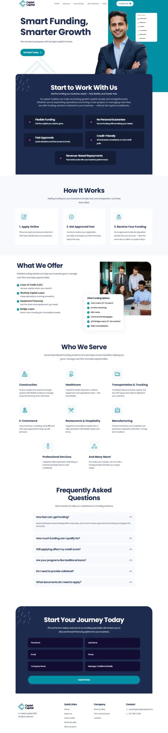 Captel Capital finance and business funding website full page preview
