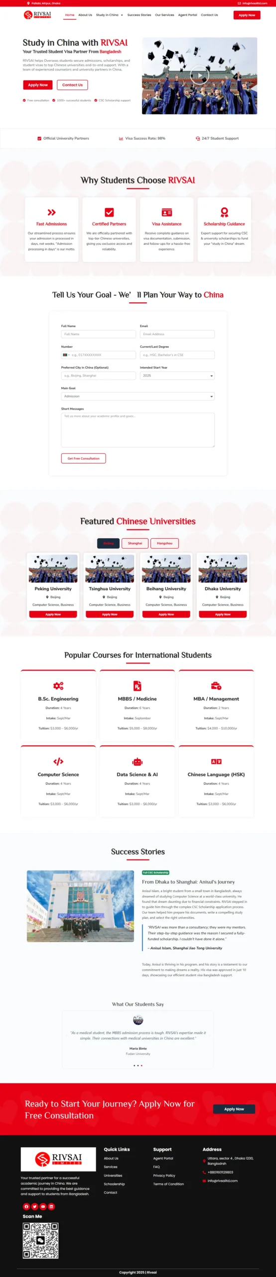 Rivsai Limited company website, full homepage preview